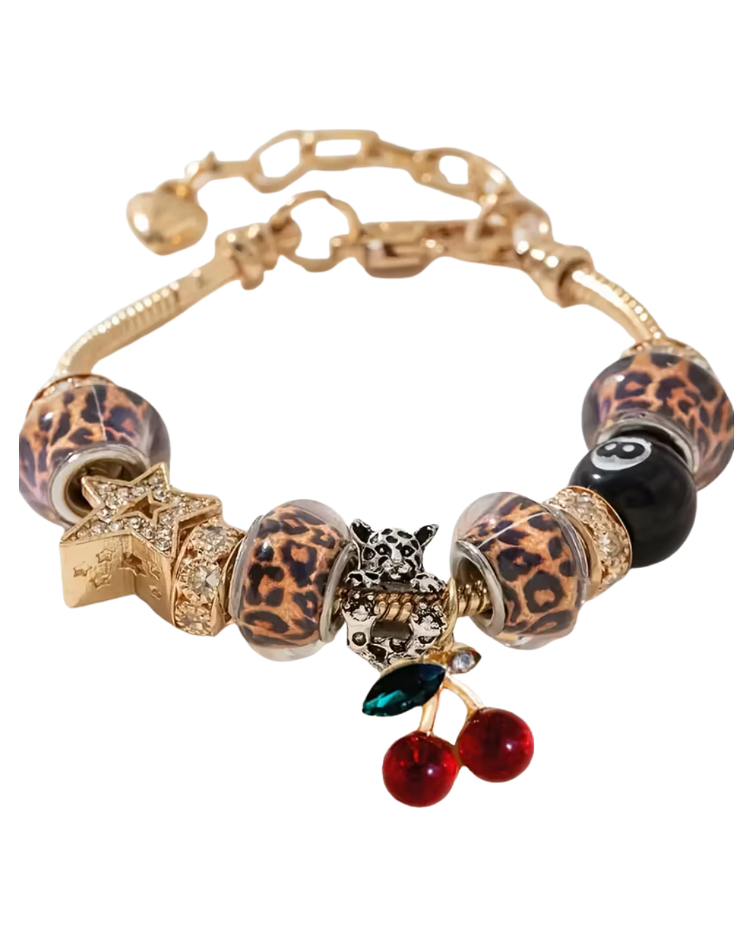 Aura Beadery™ Cherry Leopard Charm Bracelet