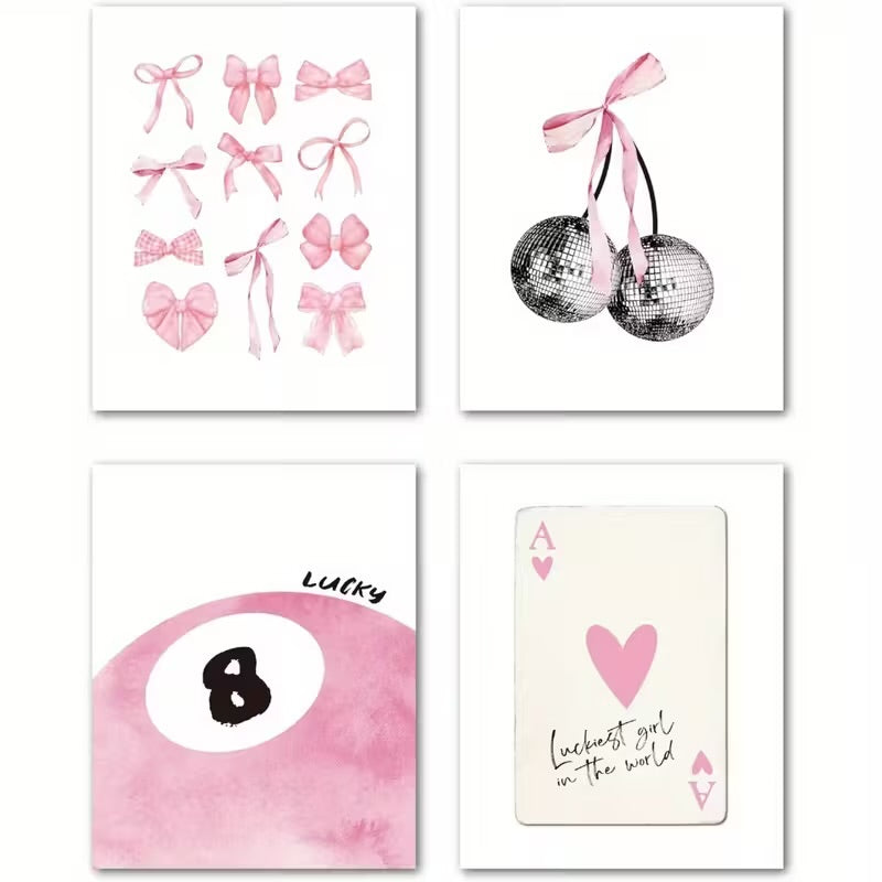 Aura Home™ 4-Piece Coquette Poster Set – 8x10