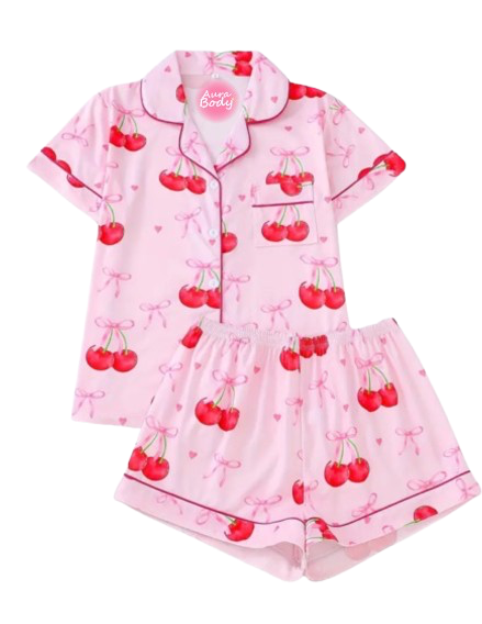 Aura Body™ Cherry Chic Bow Pajama Set
