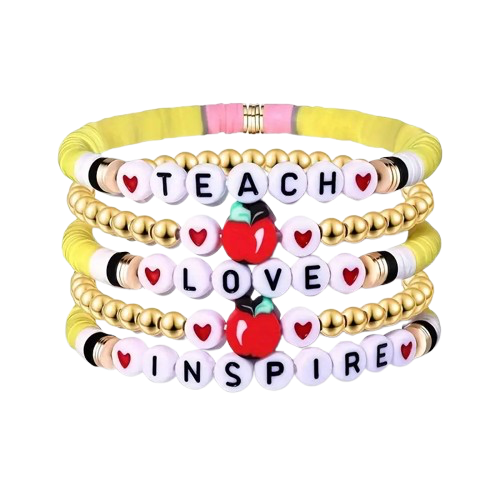 Aura Beadery™ Teacher Apple Bracelet Set (5pc)