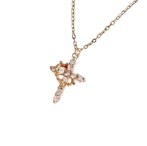 Aura Beadery Crown Cross Necklace