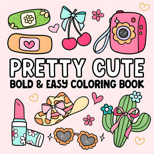 Aura Lifestyle™ Pretty Cute Bold &amp; Easy Coloring Book